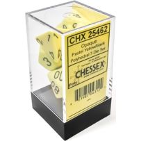 CHX25462 Chessex Opaque Pastel Yellow with Black 7-Die Polyhedral Set published by Chessex