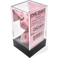 CHX25464 Chessex Opaque Pastel Pink with Black 7-Die Polyhedral Set published by Chessex