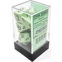 CHX25465 Chessex Opaque Pastel Green with Black 7-Die Polyhedral Set published by Chessex
