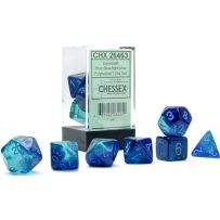 Chessex Gemini 7 Dice Polyhedral Set - Blue With Light Blue