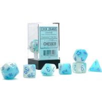 Chessex Gemini 7 Dice Polyhedral Set - Pearl Turquoise And White With Blue