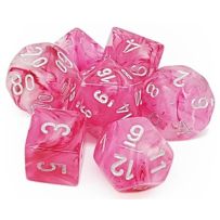 Chessex Ghostly Glow 7 Dice Set - Pink With Silver