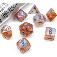 Chessex Luminary Lab 7 Dice Set - Rose Gold with Light Blue
