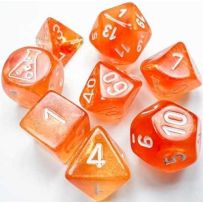 Chessex Borealis 7 Dice Set - Blood Orange with White Luminary