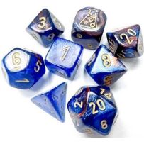 Chessex Lustrous Polyhedral 7-Die Set: Azurite with Gold