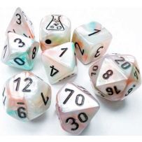 Chessex Lustrous Polyhedral 7-Die Set: Sea Shell with Black Luminary