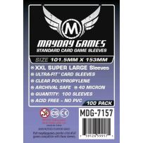 MDG7157 100 x Clear Standard XXL Super Large Sleeves 101.5mm x 153mm published by Mayday Games