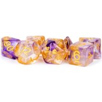 Resin Poly Dice Set: Unicorn Royal Sunset