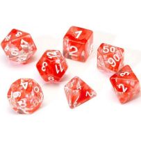 Red Cloud Transparent Polyhedral Dice Set