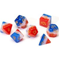 Red White Blue Semi-Transparent Polyhedral Dice Set