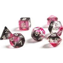 Pink Clear Black Resin Polyhedral Dice Set