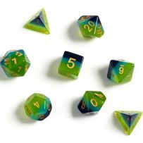 Green And Blue Translucent Polyhedral Dice Set