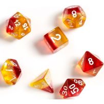 Yellow And Red Translucent Polyhedral Dice Set