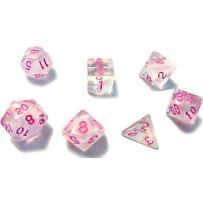 White Cloud And Pink Ink Polyhedral Dice Set