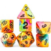 Rainbow Gold Polyhedral Dice Set