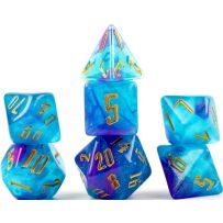 Cerulean Nebula Polyhedral Dice Set