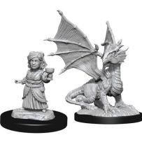 Dungeons And Dragons Nolzur's Marvelous Unpainted Minis: Silver Dragon Wyrmling And Female Halfling